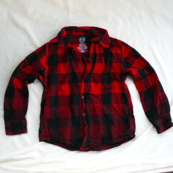 🍁 CHECKER OMBRE FLANNEL SHIRT RED BLACK BUTTON DOWN TOP PLAID WARM KID BOY 6 7 - Picture 15 of 15